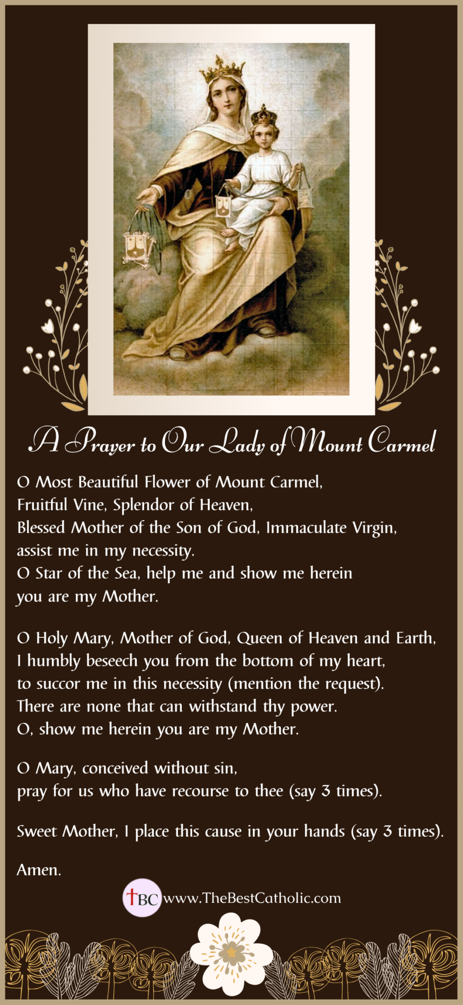 Prayer To The Blessed Virgin Of Mt. Carmel – IJRMCN